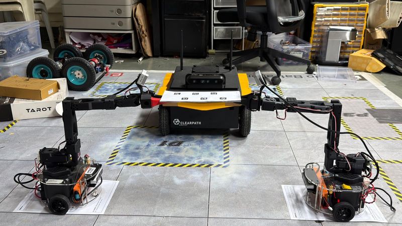 Both manipulators grasping the shared payload.