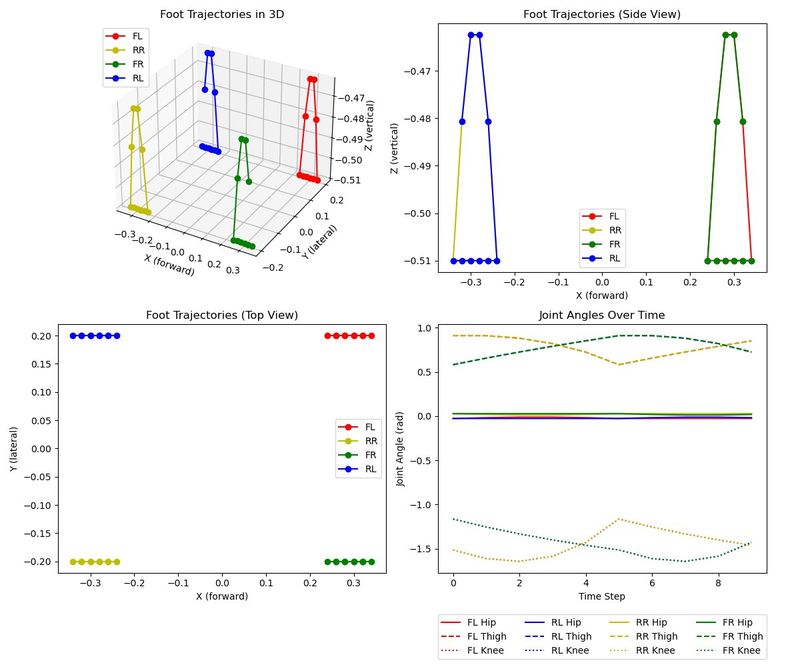Foot trajectories for the trot gait.