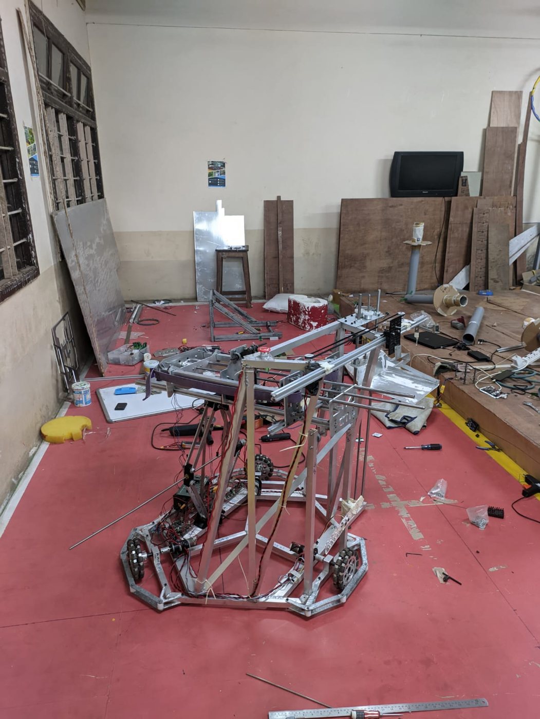 Elephant robot during assembly.